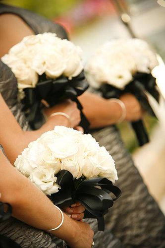 White Roses Black Ribbon Bouquet by Jardin Soroa Wedding & Events, via Flickr Wedding Flowers White Roses, Wedding Bouquets White, Flowers White Roses, White Rose Wedding Bouquet, White Bouquets, Bridesmaid Bouquet White, White Bridesmaid, Ribbon Bouquet, White Wedding Bouquets