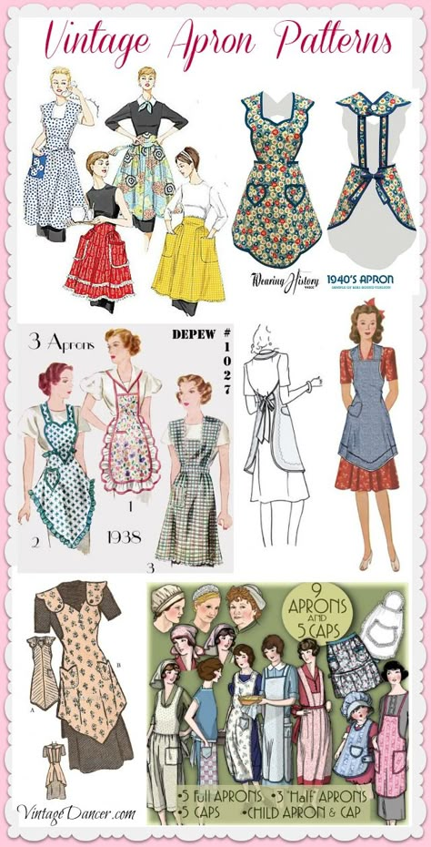 Apron Patterns Free, Retro Apron Patterns, Vintage Apron Patterns, Free Apron Pattern, Vintage Apron Pattern, Apron Pattern Free, Vintage Style Aprons, Fashion Apron, Patron Vintage