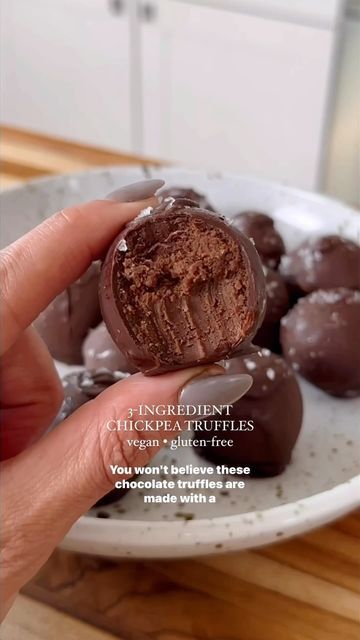 Chickpea Sweets, Chocolate Chickpeas, Chickpea Truffles, Chickpea Truffle Recipe, Healthy Chocolate Truffles, Chickpea Cookie Dough Balls, Chickpea Balls, Chickpea Chocolate Truffles, Chickpea Chocolate