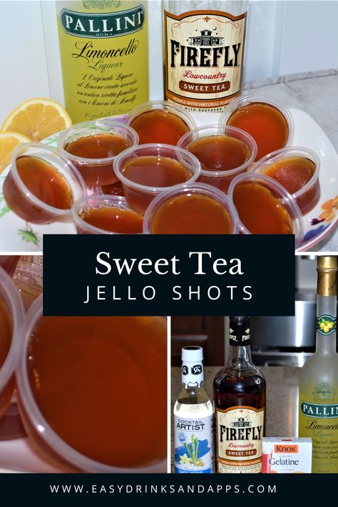 What is the first thing that comes to mind on a hot summer day? A glass of ice-cold aromatic Sweet Tea. I don’t know who invented it, but I’m sure glad they did. Now you can enjoy that Sweet Tea flavor in Firefly Sweet Tea Jello Shots. The South never tasted so good! Sweet Tea Jello Shots, Long Island Iced Tea Jello Shots, Green Tea Jello Shots Recipe, Peach Jello Shots, Long Island Tea, Beer Room, Jello Shots Vodka, Peach Jello, Candy Shots