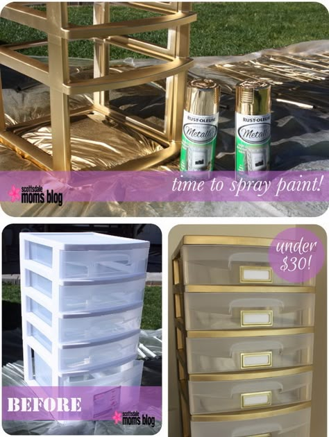 Amazing Spray Paint Project Ideas to Beautify Your Home 2017 Spray Paint Projects, House Storage, Diy Spray Paint, Diy Bebe, Diy Sprays, Plastic Drawers, Diy Holz, Diy House Projects, Diy House