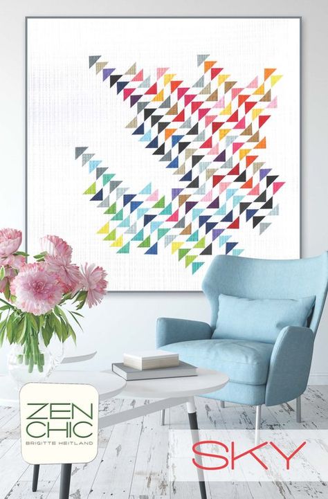 Sky Quilt Pattern, Sky Quilt, Patchwork Diy, Modern Quilting Designs, Flying Geese Quilt, Patchwork Clothes, Chic Quilts, Quilt Modernen, Patchwork Quilt Patterns