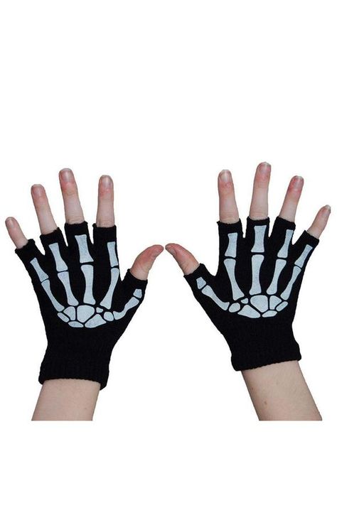 Goth Gloves, Gloves Aesthetic, Skeleton Gloves, Killstar Dress, Goth Accessories, Angel Outfit, Skeleton Skull, Online Shop Accessories, Cycling Gloves