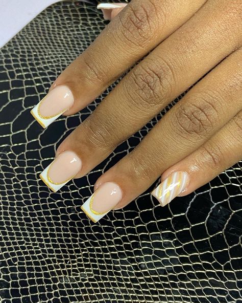 French Tips, Nails, Gold