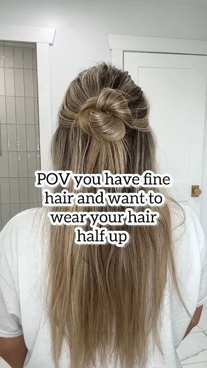 Fine hair ladies, where ya at? Here’s an easy half up messy bun for you. Yes, my hair is fine… I just have a lot of it! #messybun #finehair #halfupdo #halfup... Quick Long Hair Styles, Half Up Hairstyles For Medium Hair, Long Fine Hair, Half Bun Hairstyles, Hair Half Up, Messy Bun Hairstyles, Cute Hairstyles For Medium Hair, Half Up Half Down Hair, Easy Hairstyles For Long Hair