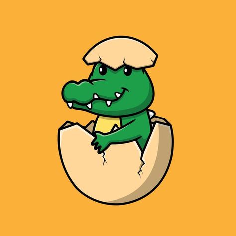 Crocodile Cartoon Cute, Crocodile Eggs, Egg Cartoon, Baby Crocodile, Crocodile Cartoon, Animal Vector, Sweet Pictures, Animal Icon, Vector Icons Illustration