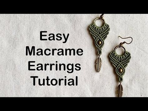 Easy macrame earrings tutorial model 2 - YouTube Easy Macrame Earrings, Macrame Earrings Tutorial, Micro Macrame Tutorial, Tutorial Macramé, Easy Macrame, Earrings Tutorial, Micro Macramé, Macrame Earrings, Macrame Tutorial