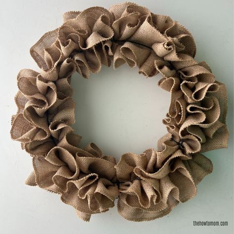 How to Make a Burlap Wreath - 3 Easy Styles! Burlap Ribbon Wreath Diy, Fall Wreaths With Burlap, How To Burlap Wreath, Fall Wreaths For Front Door Burlap, Unique Bows For Wreaths, How To Make A Burlap Wreath Step By Step, Burlap Mesh Wreaths Diy, Burlap Ruffle Wreath Tutorial, Burlap Ribbon Wreath Tutorial