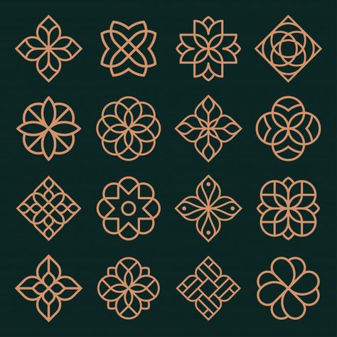 Persian Logo Design, Geometric Flower Design, Flower Logo Ideas, Flowers Branding, Logo Flor, Graphic Pattern Design, Floral Logos, Flor Design, Technical Art