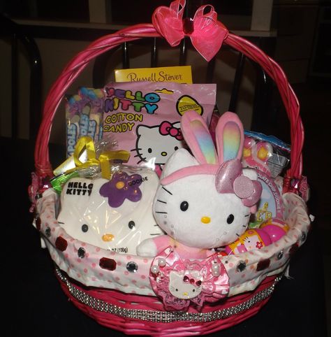 Hello Kitty Easter basket! Hello Kitty Easter Basket, Basket Themes, Hello Kitty Easter, Teen Easter Basket, Easter Basket Themes, Quince Stuff, Selling Ideas, Hello Kitty Gifts, Hello Kitty Birthday Party