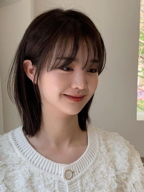 Korean Hairstyle Medium With Bangs, Shoulder Length Hairstyles With Layers, Layered Short Hair Shoulder Length, Korean Air Bangs, Shoulder Length Hair Straight, Short Straight Hair With Bangs, Straight Lob, Shoulder Length Hairstyles, Korean Short Hair