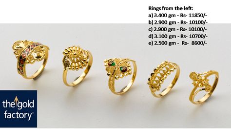 Ladies Ring - Design 2 Ladies Gold Rings Indian, 4 Grams Gold Ear Rings, Ladies Ring Design, Women Rings Gold, Gold Ring Design For Women, Ring Design For Women, Gold Ear Rings, Gold Ring Indian, Tanishq Jewellery