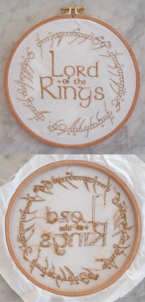 Lotr Embroidery Pattern, Lotr Cross Stitch, Lord Of The Rings Embroidery, Lotr Embroidery, Nerd Embroidery, Geek Embroidery, Lotr Ring, Ring Inscription, Lord Rings