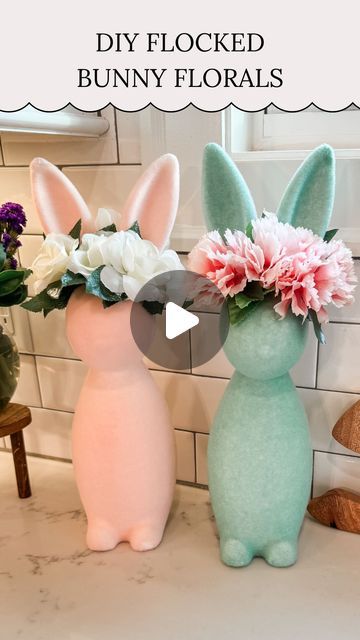 Kelsi Savage on Instagram: "🐰 DIY Flocked Bunny Florals 🐰⁣ ⁣ The flocked bunnies are back and going fast! If you happen to snag one- here’s a super easy & fun DIY craft you can do! Grab some floral stems or picks and just stick them right into the top of your bunny! Comment LINKS and I’ll send you the links for the bunnies and supplies!⁣ .⁣ .⁣ .⁣ .⁣ #easter #easterdiy #eastercrafts #eastercraft #easterdecor #easterdecorations #easterbunny #flockedbunny #diyeaster #diyeasterdecor" Flocked Bunnies, Candle Crafts Diy, Candle Craft, Board Decoration, Instagram Diy, Fun Diy Crafts, Diy Easter Decorations, Fun Diy, Easter Diy