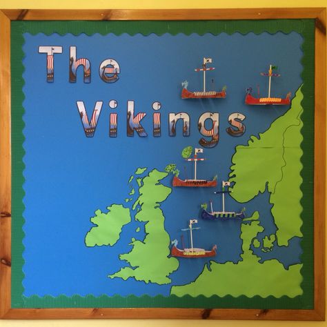 The Vikings classroom wall display bulletin board Viking Bulletin Board Ideas, Viking Ideas, Classroom Wall Displays, Class Displays, Cruise Door, My Father's World, Display Boards, School Displays, The Vikings