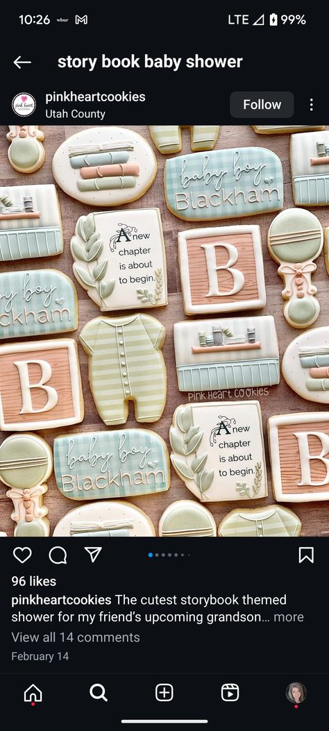 Storybook Baby Shower Cookies, Book Baby Shower Cookies, Our Next Chapter Baby Shower Theme, Storybook Baby Shower Theme Decoration, A New Chapter Baby Shower Theme, Storybook Cake, Storybook Baby Shower Theme, Book Cookies, Baby Boy Hunting