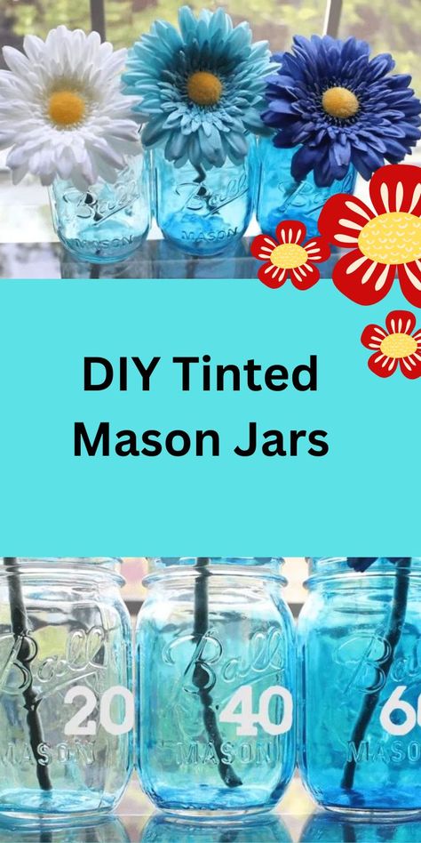 Painting Mason Jars, Mason Jars Ideas, Tinted Mason Jars, Jars Ideas, Ball Mason Jars, Canning Jar, Fiji Water Bottle, Painted Mason Jars, Amazing Life Hacks