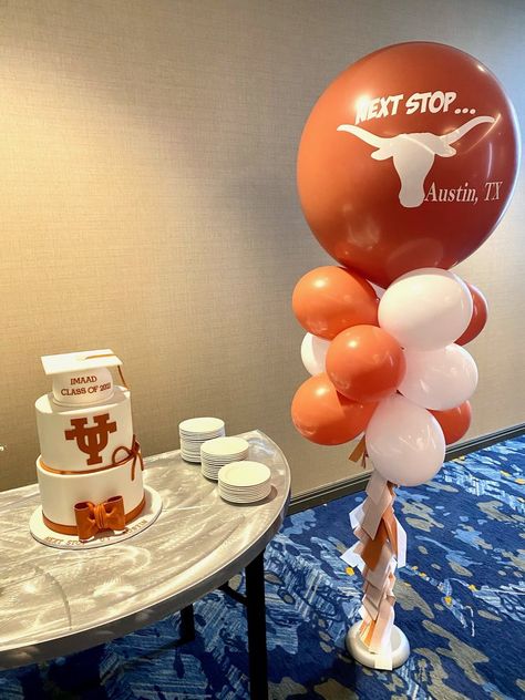 Collegiate — Event Art Co. University Of Tennessee Graduation Party, Ut Graduation Party, Texas Tech Party Decorations, Texas A&m Party Decorations, Longhorn Party, Texas A&m Balloon Garland, Texas Party, Grad Party Theme, Graduation Party Pictures