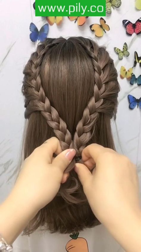 Valentines Hairstyles, Hair Style Vedio, Girl Hair Dos, Braided Hair Tutorial, Hair Upstyles, Hair Braid Videos, Long Hair Wedding Styles, Front Hair Styles, Peinados Fáciles Para Cabello Corto