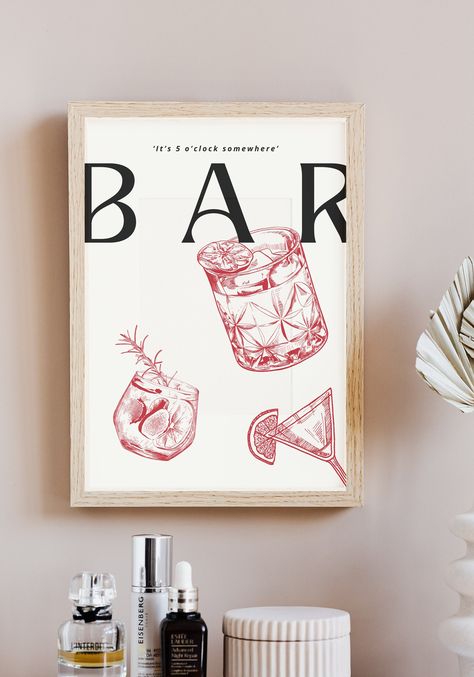 Cute Bar Signs, Cocktail Art Print, Cocktail Bar Decor, Bar Painting, Cocktail Bar Design, Aesthetic Digital Art, Cocktail Posters, Cocktail Prints, Cocktail Wall Art