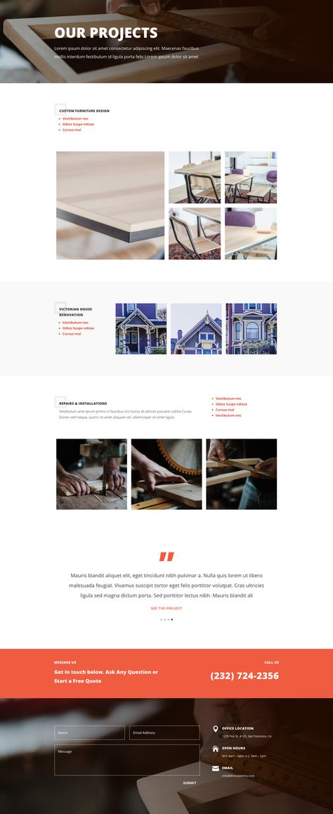 carpenter Victorian House Renovation, Webpage Layout, Wood Projects For Beginners, Wood Crafting Tools, Custom Furniture Design, Portfolio Website Design, Webpage Design, Woodworking Workshop, Elegant Themes