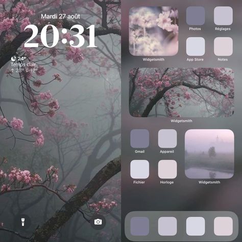 Iphone Widget Wallpaper Ideas, Phone Theme Ideas Aesthetic, Home Screen Ideas Purple, Ios Inspo Aesthetic, Phone Themes Purple, Iphone Background Layout, Purple Iphone Theme, Purple Ios Layout, Purple Homescreen Layout