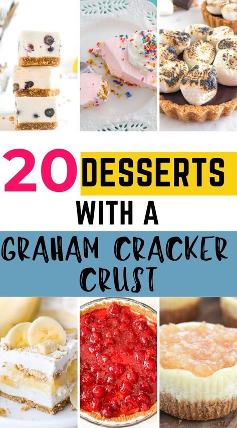 Desserts with a Graham Cracker Crust - Simple At Home Recipes Dessert Using Graham Cracker Crust, What To Make With Graham Cracker Crumbs, Crushed Graham Cracker Recipes, Easy Desserts With Graham Cracker Crust, Grahman Crackers Dessert Recipe, What To Make With Graham Crackers, Graham Crust Desserts, Graham Cracker Crust Recipe Desserts, Grahman Crackers Desserts Easy