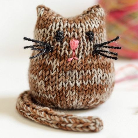 Tiny Knitted Toys | Pattern Center Easy Knit Toys, Tiny Knitted Animals Free Pattern, Easy Knitted Toys Free Patterns, Plushie Knitting Pattern, Small Things To Knit, Cat Knitting Pattern Free, Cat Knitting, Knit Cat, Rabbit Knitting Pattern