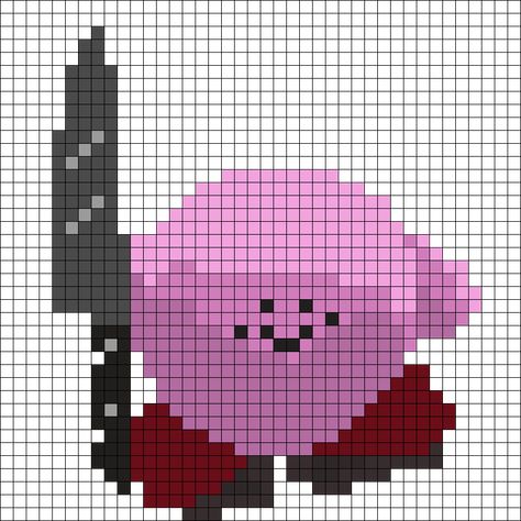 Knife Perler Bead Patterns, Kirby Grid Pattern, D20 Perler Bead Pattern, Knife Pixel Art, Meme Perler Beads, Kirby Perler Bead Patterns, Perler Designs, Kandi Cuffs, Perler Ideas