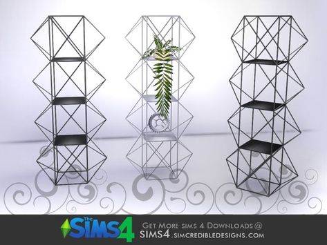 SIMcredible!'s Nothing to fear - Geometric shelves Sims 4 Shelves, Sims Furniture, Furniture Cc, Sims 4 Piercings, Alpha Cc, Die Sims 4, Sims 4 Traits, Geometric Shelves, Sims 4 Bedroom