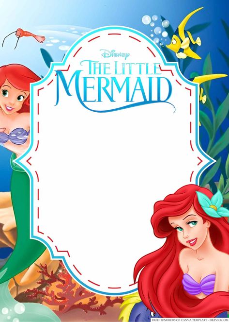 18+ Ariel (The Little Mermaid) Canva Birthday Invitation Templates | Download Hundreds FREE PRINTABLE Birthday Invitation Templates Ariel Invitations Template, Happy Birthday Free Printable, Little Mermaid Invitations, Mermaid Party Invitations, Ariel Birthday Party, Ariel Party, Mermaid Birthday Decorations, Birthday Background Design, Ariel Birthday