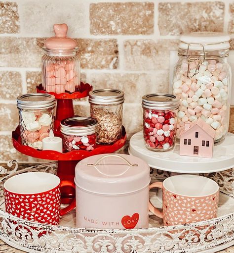 Bloom and Blends on Instagram: “Updated the Hot Cocoa bar for Valentine’s Day❤️ #targetstyle #opalhouse #targetdollarspot #targetfinds #hobbylobbyfinds #hobbylobby…” Valentines Cocoa Bar, Valentines Baby, Valentines Baby Shower, Target Dollar Spot, Hot Cocoa Bar, Cocoa Bar, Target Style, Hot Cocoa, Decorative Jars