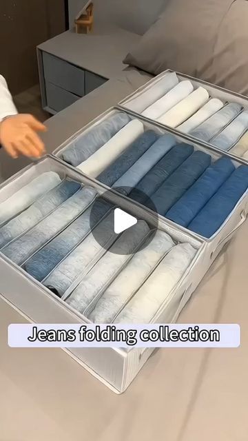 How To Folding on Instagram: "Three ways to fold jeans❤️❤️❤��️❤️#folding #storage #foldingclothes #storagebox #storagehacks #fyp #hype" Ways To Fold Jeans, Jeans Folding, Folding Tricks, Folding Tips, Clothes Folding, Folding Jeans, Folding Clothes, Cleaning Ideas, Storage Hacks