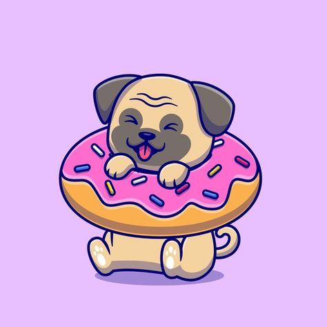 Doughnut Cartoon, Cartoon Dog Drawing, 80 Cartoons, Cute Husky, Vector Icons Illustration, Shih Tzu Puppy, Cute Corgi, Cute Pugs, Cartoon Icons