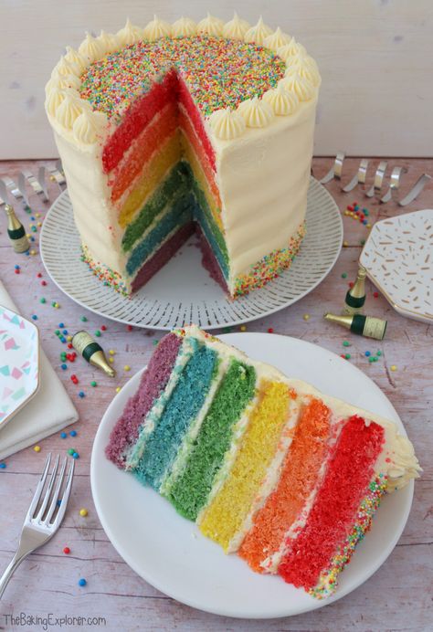 Rambow Cake, 9 Year Birthday Cake, Simple Rainbow Cake, Rainbow Cake Ideas, Rainbow Cake Birthday, Rainbow Cake Recipe, Chocolate Guinness Cake, Cake Rainbow, Guinness Cake