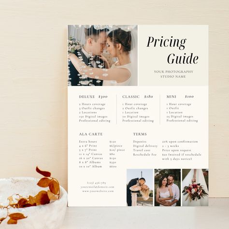 Wedding Photography Pricing List| Wedding Pricing Guide Sheet Template| Wedding Collection Package| Photographer Price Guide| Editable Canva https://etsy.me/38gBS9w #weddingpricelist #weddingpriceguide #weddingpricinglist #photopricesheet #weddingsheet #weddingprice # Wedding Photography Packages Prices, Photography Studio Names, Pricing List Template, Photographers Price List, Photography Business Forms, Wedding Pricing, Wedding Pricing Guide, Photography Pricing Template, Wedding Packages Prices