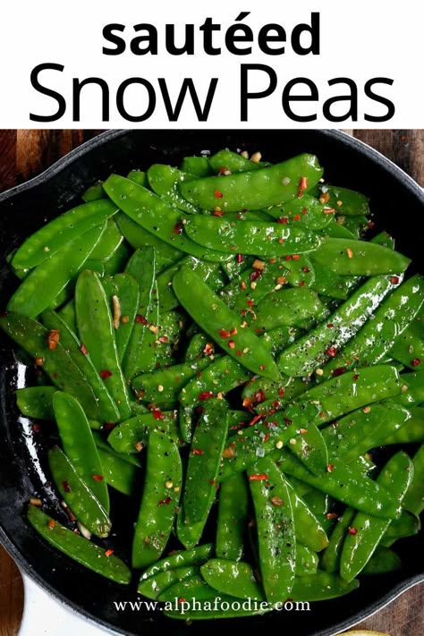 Add a new green to your rotation with this delicious snow peas recipe; a little bit crunchy, a little bit tender, but still packed with flavor and goodness. Stir Fry Snow Peas, Recipe With Snow Peas, Chinese Snow Peas Recipes, Sauteed Snow Peas Recipe, Recipes For Snow Peas, Asian Snow Peas Recipe, Pea Sides, Snow Peas Recipe Stir Fry, Snap Peas Recipe Side Dishes