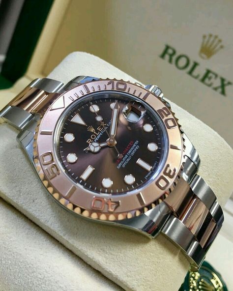 Rolex Yacht-Master 37 Steel & Everose Gold Chocolate Dial Yachtmaster Ii, Rolex Yachtmaster Ii, Hand Watches, Rolex Wrist Watch, Timeless Watch, Rolex Yachtmaster, Gold Chocolate, Yacht Master, Timeless Watches