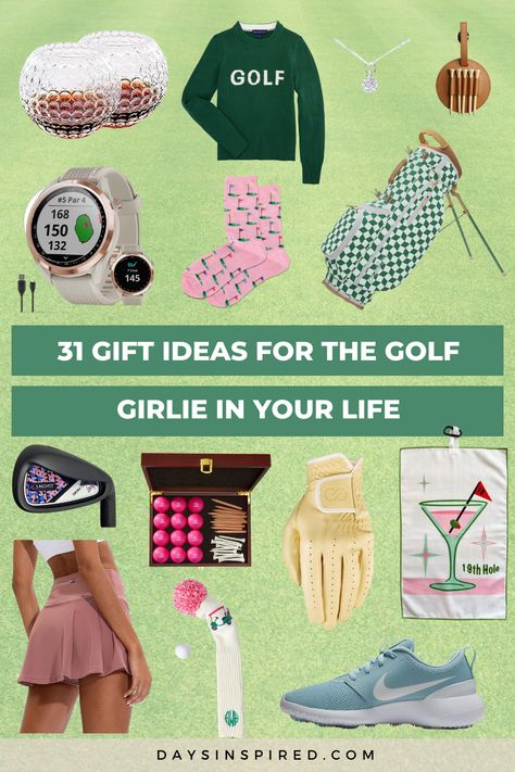 Whether she’s a seasoned pro, a casual enthusiast, or someone just getting into the game, finding the perfect gift for the golf-loving lady can be a hole-in-one opportunity. In this curated list of gift for golfers, you’ll discover a wide range of gifts that will delight and inspire. From tools to elevate her swing to stylish women’s golf accessories for both the course and her everyday life, this collection has something for every golf-loving gal. Women Golf Accessories, Whats In My Golf Bag, Women’s Golf Club Set, Golf Essentials Women, Senior Golf Gifts, Aesthetic Golf Bag, Cute Golf Bags For Women, Golf Bag Essentials, Cute Golf Accessories