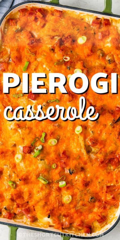 Ground Beef Perogie Casserole, Midwest Hotdish Recipes, Polish Pasta Casserole, Perogie Casserole, Cheap Casserole Recipes, Pierogi Casserole, Hotdish Recipes, Sauteed Onions, Pierogi Recipe