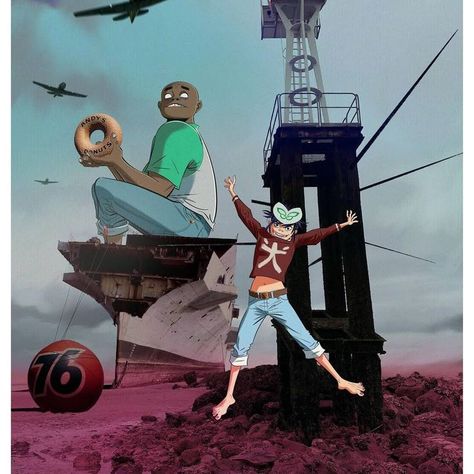 Gorillaz Plastic Beach, The Gorillaz, Jamie Hewlett Art, Cartoons Band, Gorillaz Fan Art, Russel Hobbs, Graham Coxon, Plastic Beach, Monkeys Band