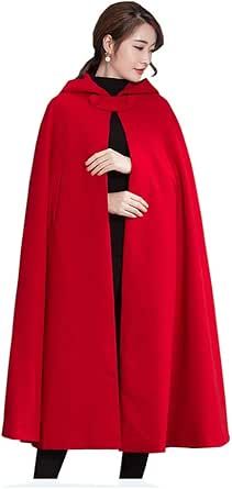 Yimidear Winter Cape for Women Warm Red Cloak with Hood Wool Blend Poncho Cape Jacket Red Cape Coat, Cloak With Hood, Winter Cape, Cape For Women, Cloak Coat, Red Wool Coat, Poncho Jacket, Coat With Hood, Wedding Cape