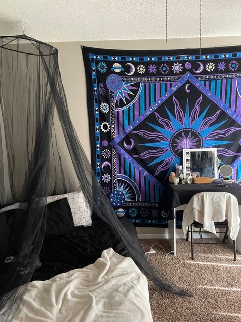 #room #roomdecoration #emo #emoroom #crystals #crystalgirl #roomtour #bedroom #tapestry #bedroomideas #bed Emo Room, Bedroom Tapestry, Room Tour, Room Decor, Tapestry, Bedroom, Crystals, Bed