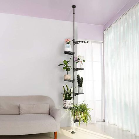 Shower Pole, Corner Storage Shelves, Indoor Balcony, Corner Plant, Plant Tray, Apartment Plants, Metal Plant Stand, Corner Storage, Tension Rod