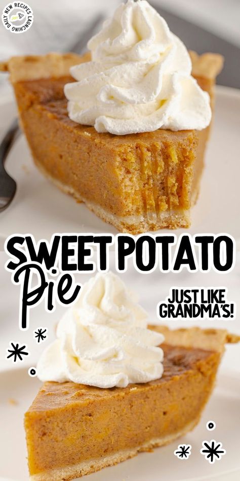 Sweet Potato Pie Crustless Pumpkin Pie Recipe, Candy Cane Dessert, Autumn Spices, Potato Pie Recipe, Crustless Pumpkin Pie, Homemade Pie Crust Recipe, Buttery Pie Crust, Sweet Potato Pies Recipes, Potatoes Recipes