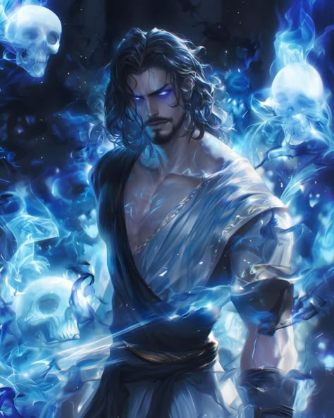 Aasimar Necromancer, Hades Fanart God, Hades Concept Art, Zeus Art, Fantasy Faceclaims, Fantasy Male Art, Hades God Of The Underworld, Sailor Moon Style, Hades God