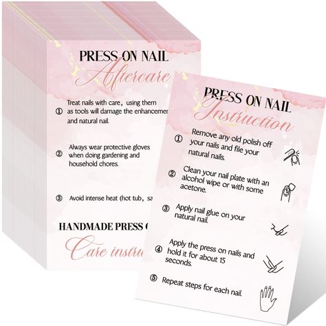 PRICES MAY VARY. Rich in Quantity: you will receive 200 pieces of press on nail application instructions cards in the package, enough quantity to meet your small business needs and you can share some with your friends Attractive and Elegant Design: our press on nail supplies are mainly designed into pink colors with cute patterns, elegant and beautiful, which will be popular with women, girls and so on Detailed Introduction: our business card details how to apply and take care of the press on na Press On Card Design, Press On Nail Application Instructions, Press On Nails Card Design Ideas, Press On Nail Instruction Card, Press On Nails Instructions, Best Friend Nails Ideas, Press On Nails Business, Friend Nails, Timetable Ideas