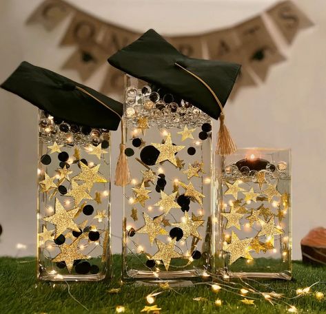 Centerpieces For Graduation, Vase Decorations, Stars Glitter, Mini Led Lights, Gold Glitter Stars, Event Centerpiece, Gel Beads, Rose Gold Pearl, Vase Fillers