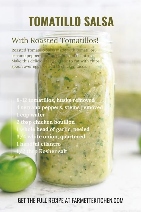 Healthy Tomatillo Recipes, Green Salsa Recipe Tomatillos Avocado, What To Make With Tomatillos, Green Tomatillo Salsa, Canned Tomatillo Recipes, Tomitillo Recipes Salsa, Tomatillo Aioli, Green Salsa Recipe Tomatillos, Avocado Tomatillo Salsa