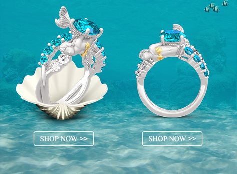 Mermaid Ring Collection, Mermaid Rings For Sale- Jeulia Jewelry Mermaid Rings, Jeulia Jewelry, Mermaid Accessories, Mermaid Ring, Silver Mermaid, Mermaid Jewelry, Ring Collection, Solomon Islands, Famous Designers